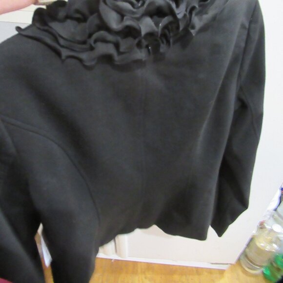 tribal modern ruffle hem blazer crop m 10 new nwt black - Picture 4 of 4